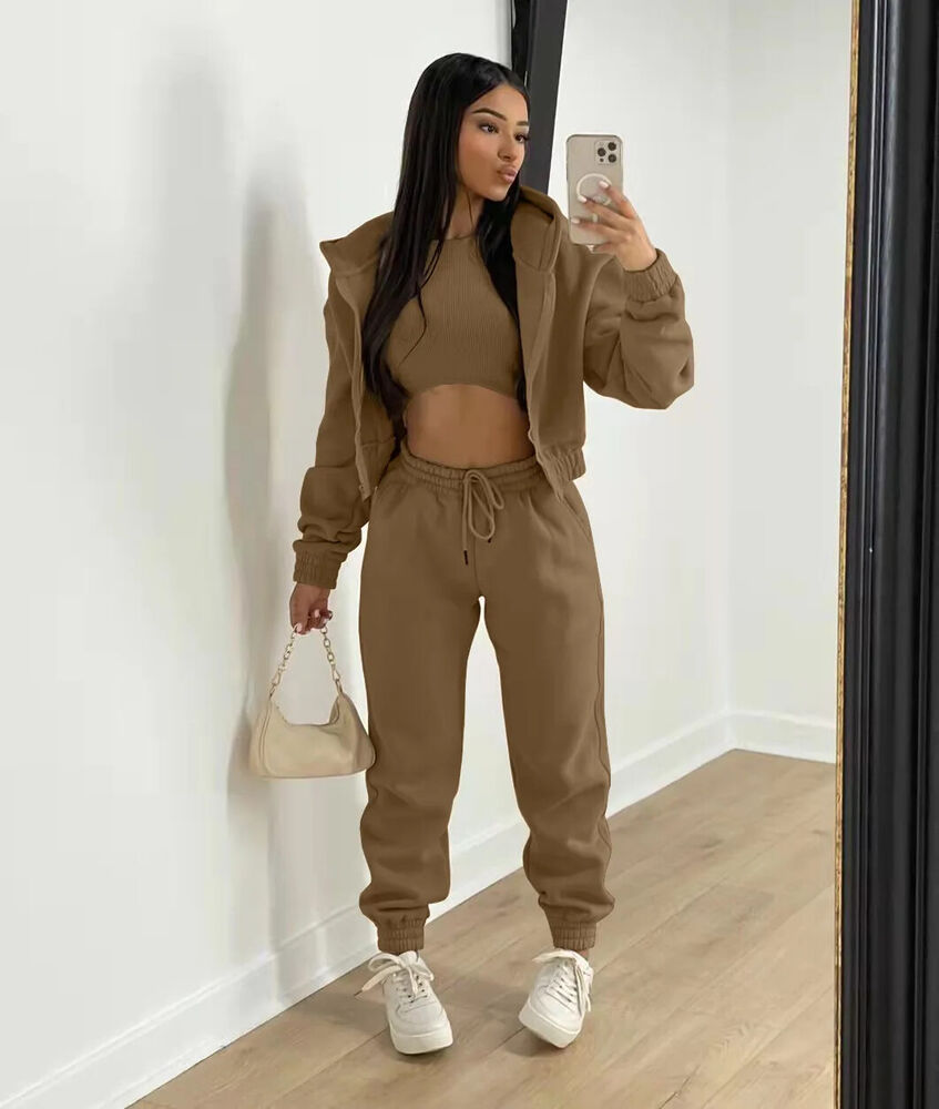3Piece Sets Women Tracksuit Suit Trouser Set Sweatshirt Sports Sportswear