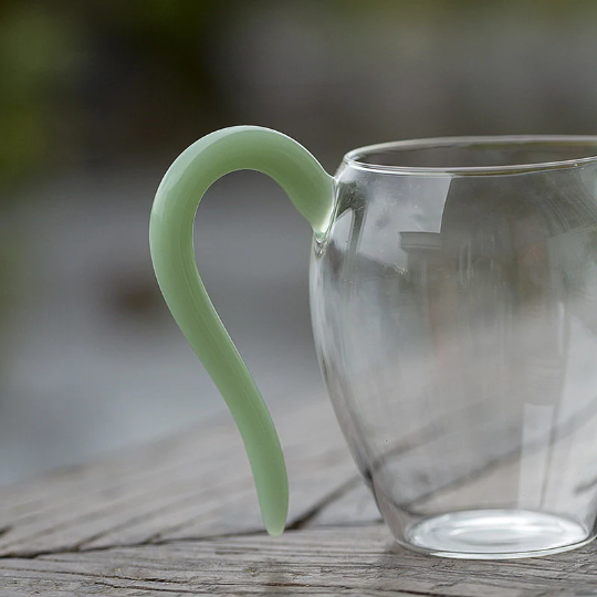 Heat-resitant Glass Tea Pitchers with Green Handle