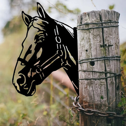 Horse Head Shape Iron Silhouette, Cute Ornament For Outdoor Garden Fence