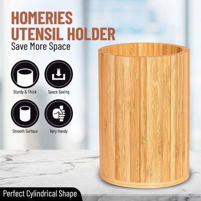 Bamboo Utensil Holder Kitchen Decor Storage Organizer Kitchen Bathroom Office