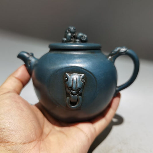 vintage chinese yixing purple clay teapot zisha ceremony carving Collectible art