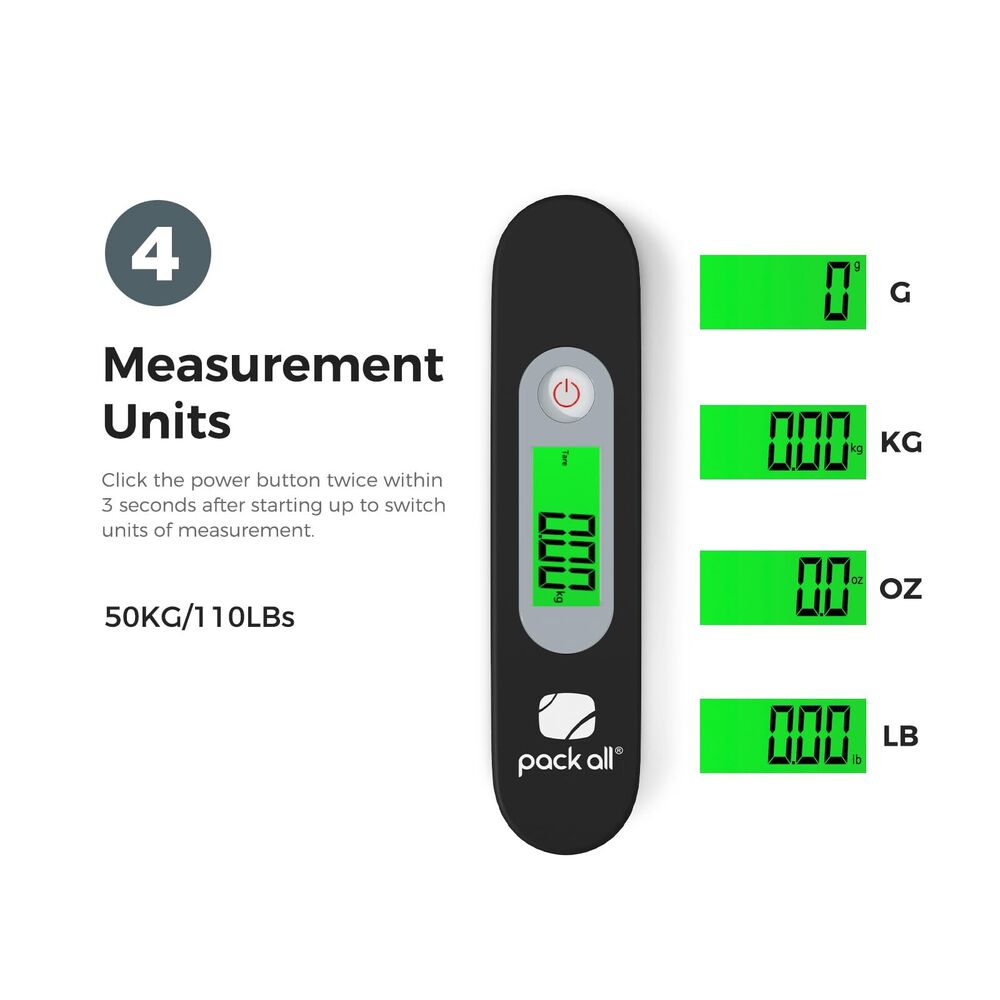 pack all 110 Lbs Luggage Scale, Digital Handheld Baggage Black