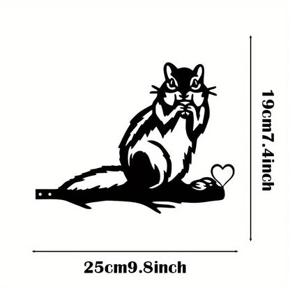 Black Metal Squirrel Pet Outdoor Yard Silhouette Animal Garden Decorative Post
