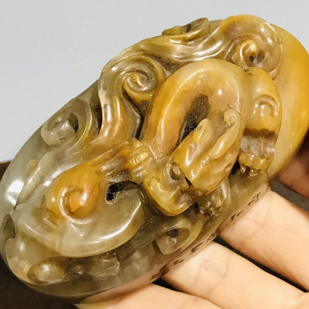 Chinese Peking Shoushan Stone Carving Animal Statue Seal Nice Figurines Artwork