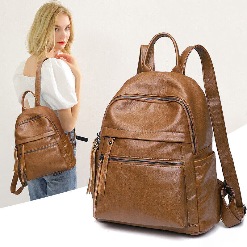 Women's Ladies Leather Backpack Purse Anti-Theft Rucksack Travel Bag Satchel