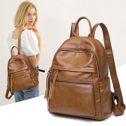 Women's Ladies Leather Backpack Purse Anti-Theft Rucksack Travel Bag Satchel