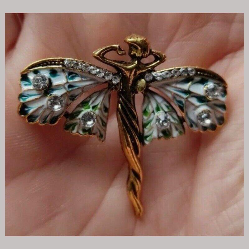 Vintage Art Nouveau Style Fairy Nymph Brooch Shawl Pin Pendant Jewellery Gift