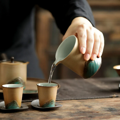 Handpainted Mountain Ceramic Tea Pitchers Chahai Gongdaobei