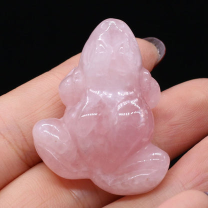 Frog Statue Figurine Natural Stones Hand Carved Ornament Healing Crystal 30x38mm