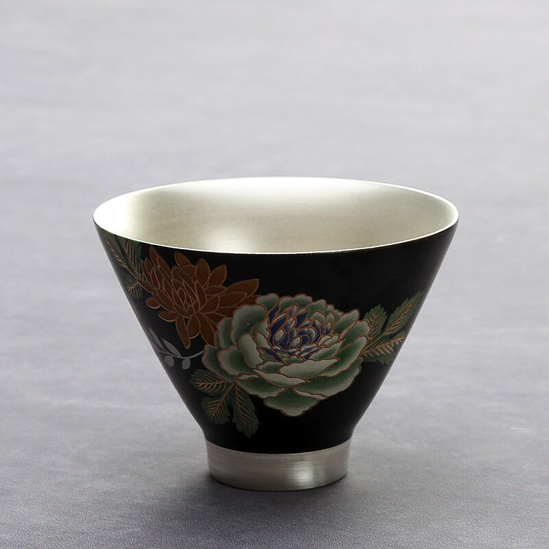 Silver Cup Flower Relief Cup Of Tea Chinese Porcelain Cup 999 Sterling Silver