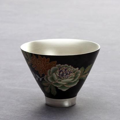 Silver Cup Flower Relief Cup Of Tea Chinese Porcelain Cup 999 Sterling Silver
