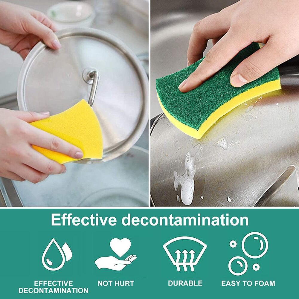 5 Pack Heavy Duty Scrub Sponges Washing Dishes Cleaning Kitchen Dish Sponge NEW