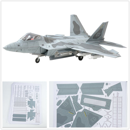 New DIY 1:33 Scale F-22 Raptor Fighter Air Plane DIY 3D Paper Model Puzzle Kit