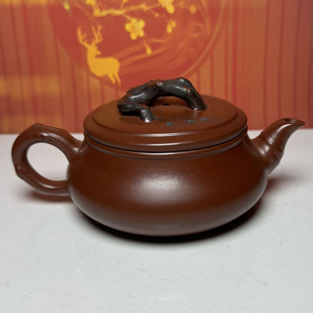 Chinese Yixing Purple Clay Teapot Zisha Ceramic Painted Plum Blossom Teaware Art