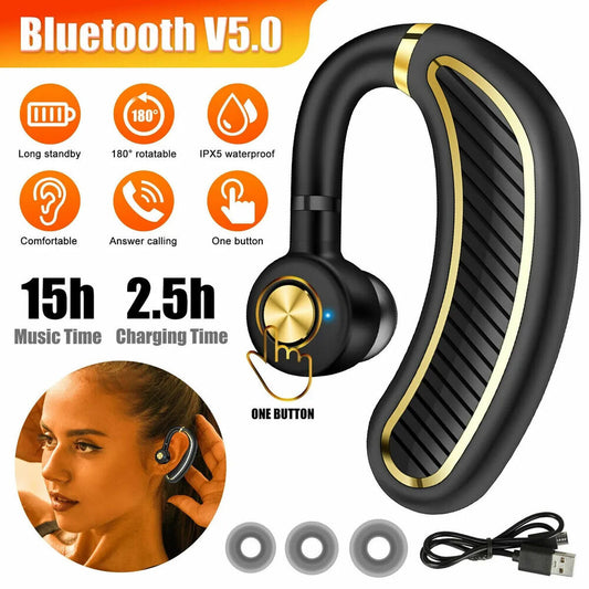 True Wireless Earbuds Bluetooth Earphones Stereo Bass Ear Hook Headset with Mic