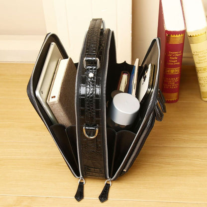 100% Real Leather Shoulder Bag, Designer Crocodile 10" Multifunctional Handbags