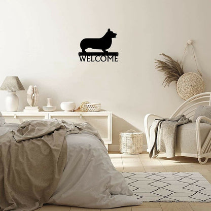 Welsh Corgi Dog Welcome Sign Ornaments Wall Stickers Shape Decoration Artwork