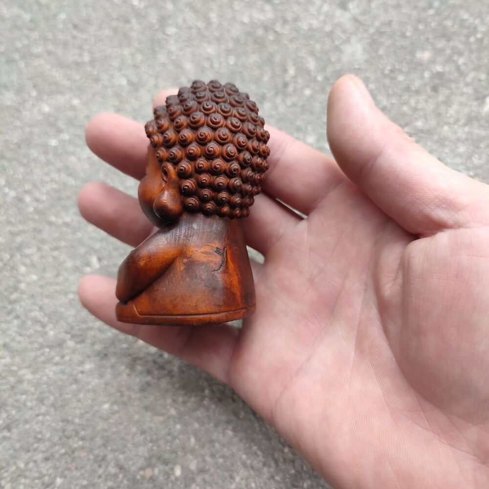 Wooden Christmas Figurine Lovely Buddha Statue Sculpture Small Wood Carving Gift