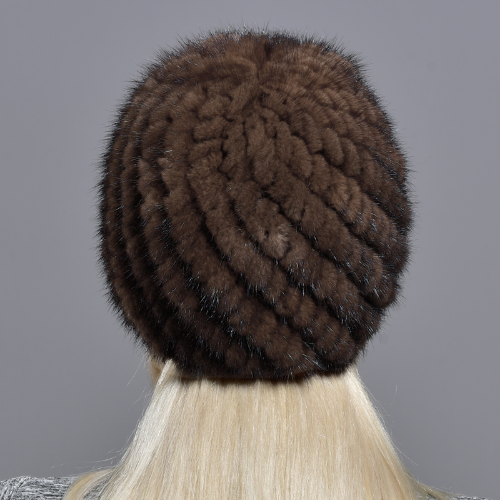 Women Mink Fur Hats Natural Real Fur Knitted Cap Fluffy Fur Beanie Black Fur Cap