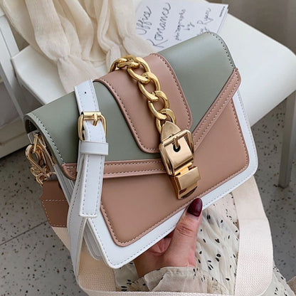 Mini Fashion Lock Flap Bag Synthetic Leather Shoulder Purse Handbag 20*15*7 CM