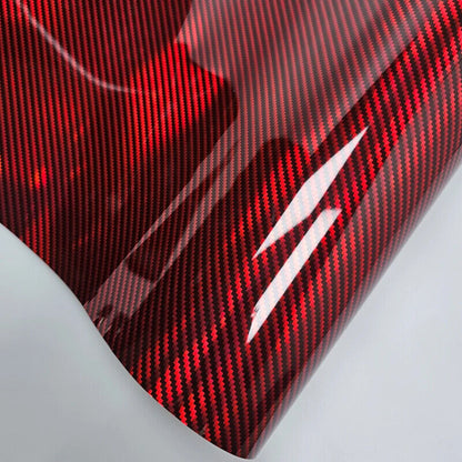 Car Stickers Glossy Laser Rainbow Carbon Fiber Red Motorcycle Wraps Vinyl Decals