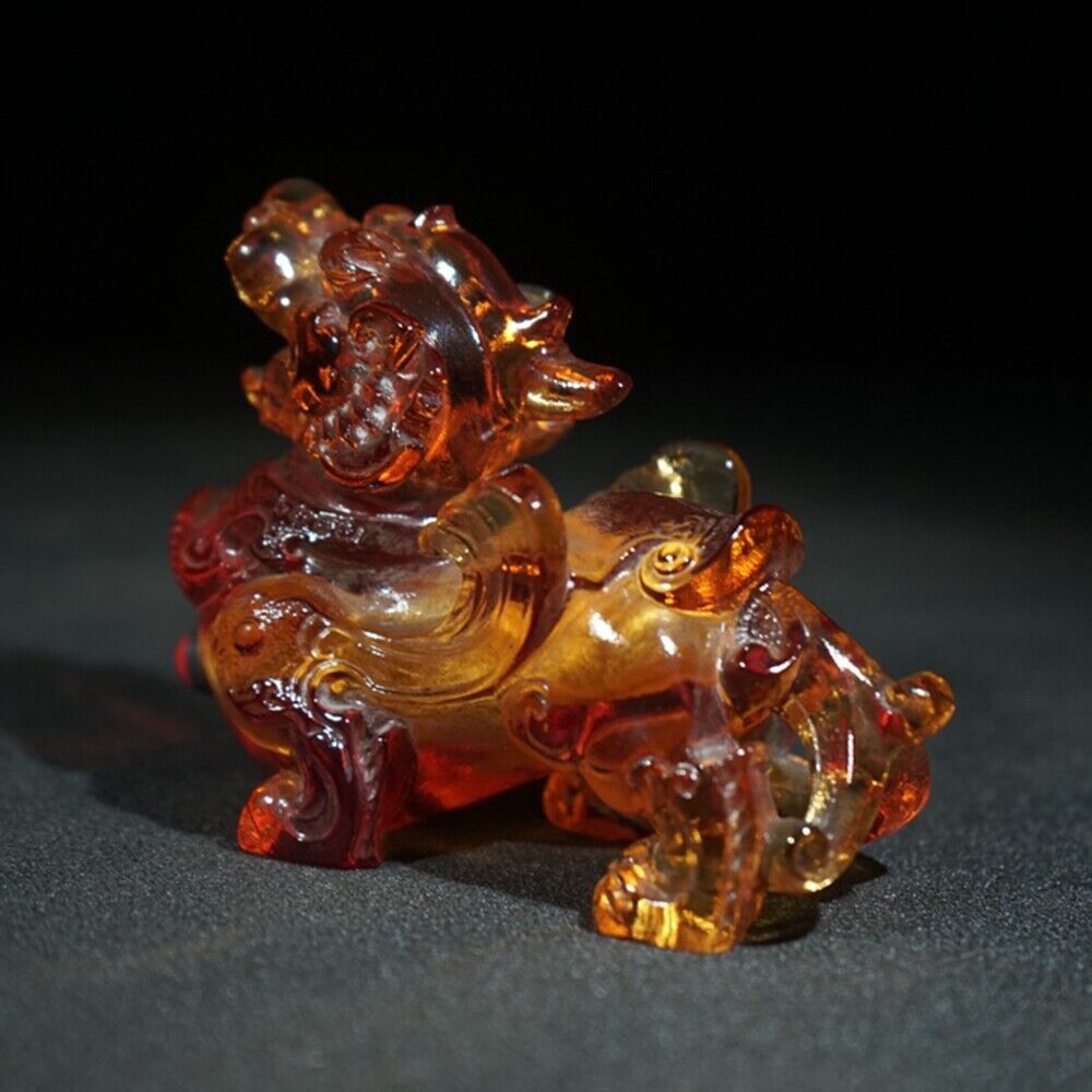 chinese beijing carved glass snuff bottle antique carving yellow dragon statue