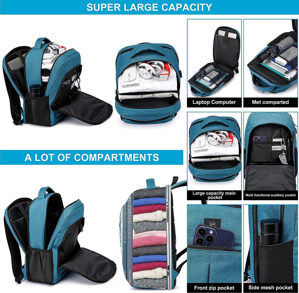 CAFELE Backpack,Bookbag for Men and Women, 17.3 17.3inch, Inch-lake Blue