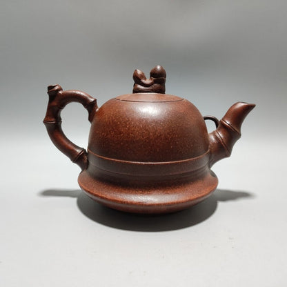 Vintage Chinese Yixing Purple Clay Teapot Zisha Ceremony Ceramic Bamboo Teaware