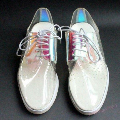 New Mens Breathable Casual Shoes Transparent Holes Hollow Out Lace Up Sandals