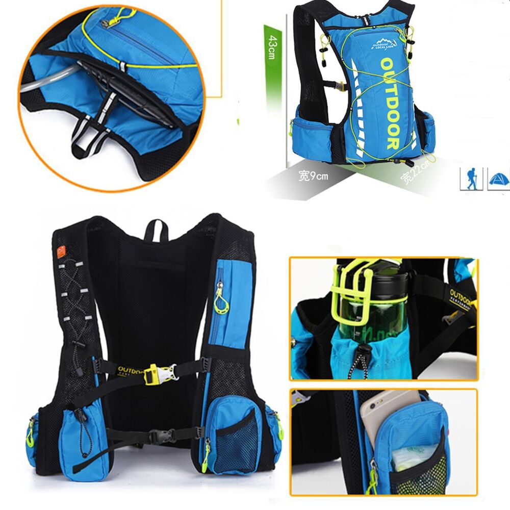 Cycling Backpack Men Women Nylon Bag Hiking Camping 250ml 1.5L Water Bag