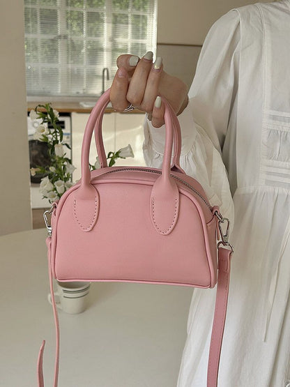 Pink Synthetic Tote Bag Cute Versatile One-shoulder Crossbody Bag Small Handbag
