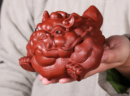 Yixing purple sand tea pet large general toad three legged Golden Toad ornament
