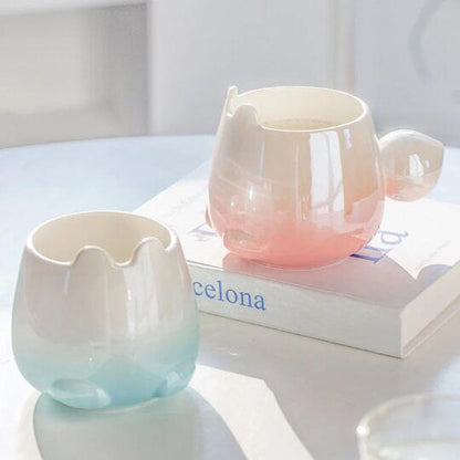 Ceramic Gradual Color Bunny Mug for Girl Cute Rabbit Cup 430 ml