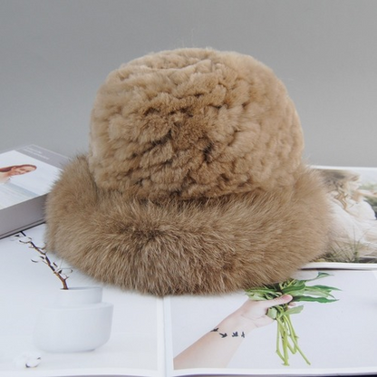 New Style Women Winter Natural Fur Hats Knit Fur Cap Knitted Fluffy Rabbit Fur