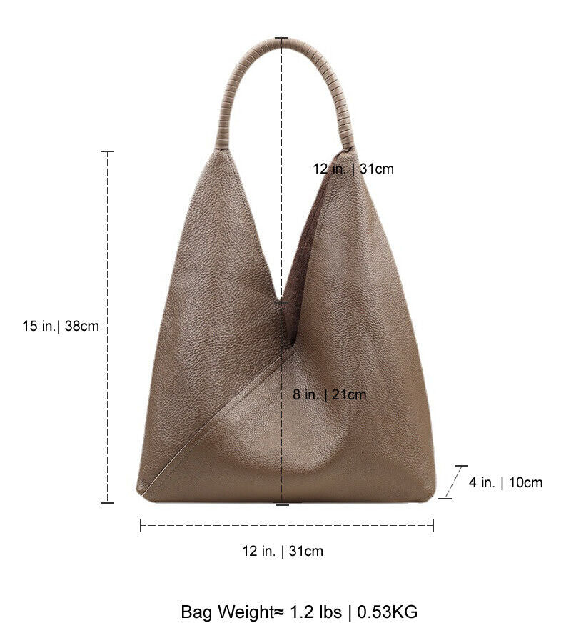 Genuine Cohide Leather Raw Edge Slouchy Tote Handbag Shoulder Bag Purse Fashion