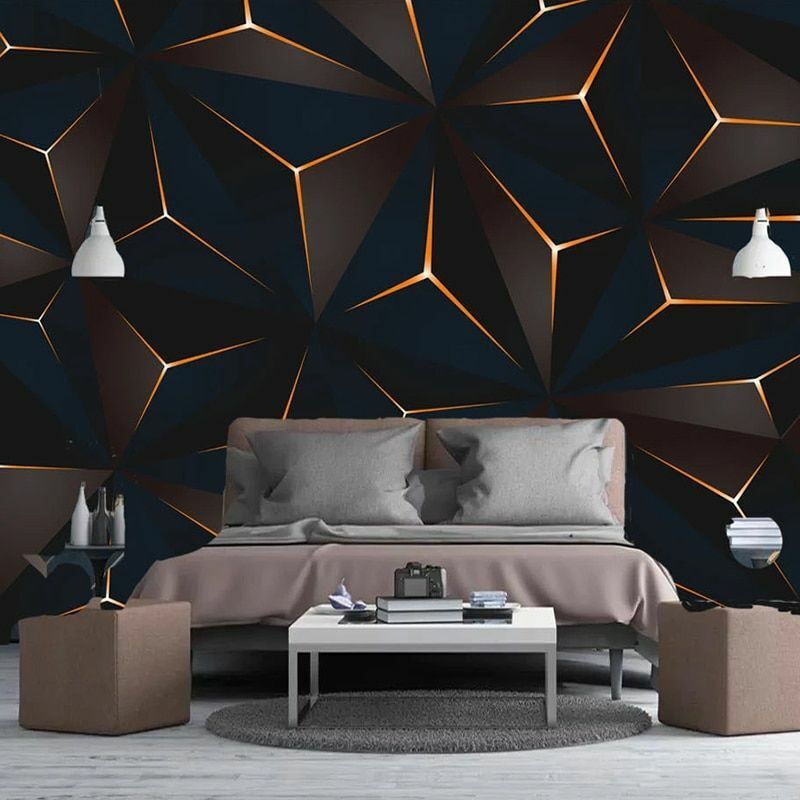 3D Photo Wallpaper Mural Modern Golden Lines Abstract DIY Wall Background Covers