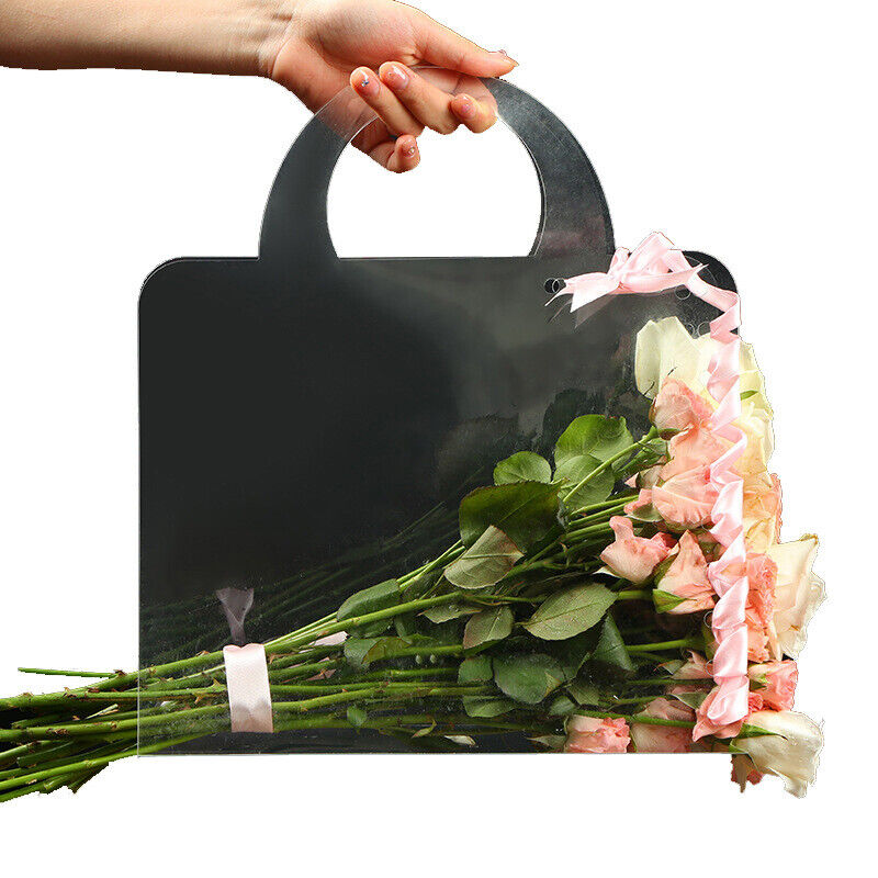 Transparent PET Fresh Flower Box Bouquet Handbag Flowers Wrapping Handbag Festiv