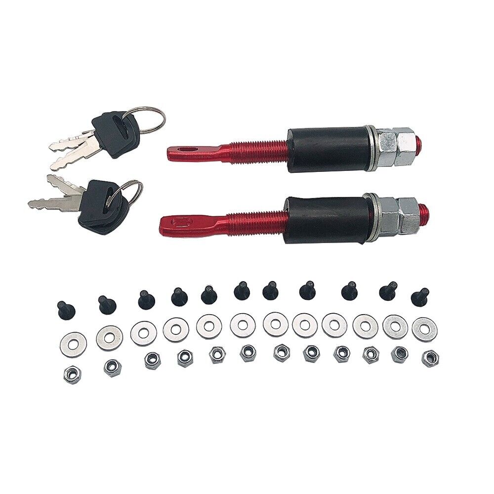 Universal JDM Carbon Fiber Hood Pin Plus Flush Mount latch Kit Lock With Keys T2