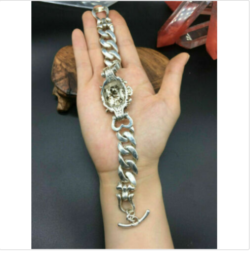 Chinese tibet silver Bracelet Fashion evil person statue gift decorate