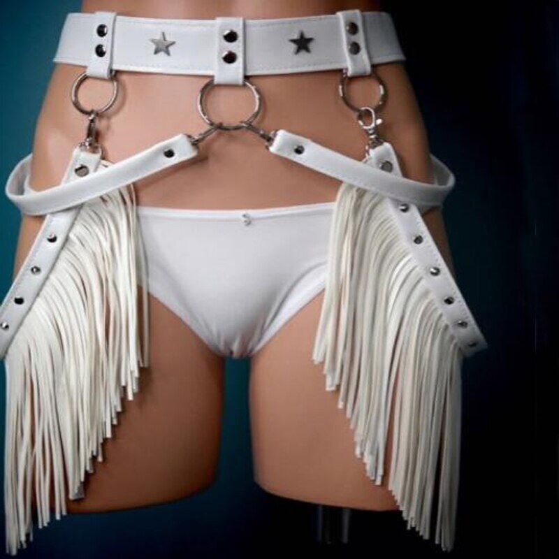 Women Belt Tassel Boho Fringe Wide Girl Personality Leather Bondage Waist Straps