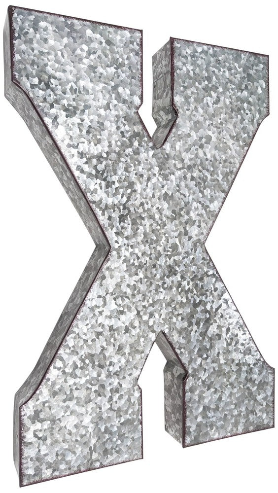 Huge 20" Metal Letter Hanging Wall Décor, Galvanized Metal with Rusted Edges