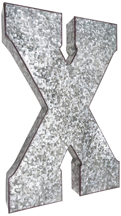 Huge 20" Metal Letter Hanging Wall Décor, Galvanized Metal with Rusted Edges
