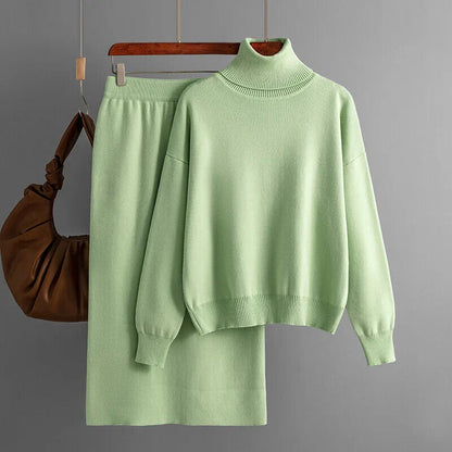 Women Turtleneck Skirt Suit Sweater Long Skirt 2 Piece Set Women Outifits Winter