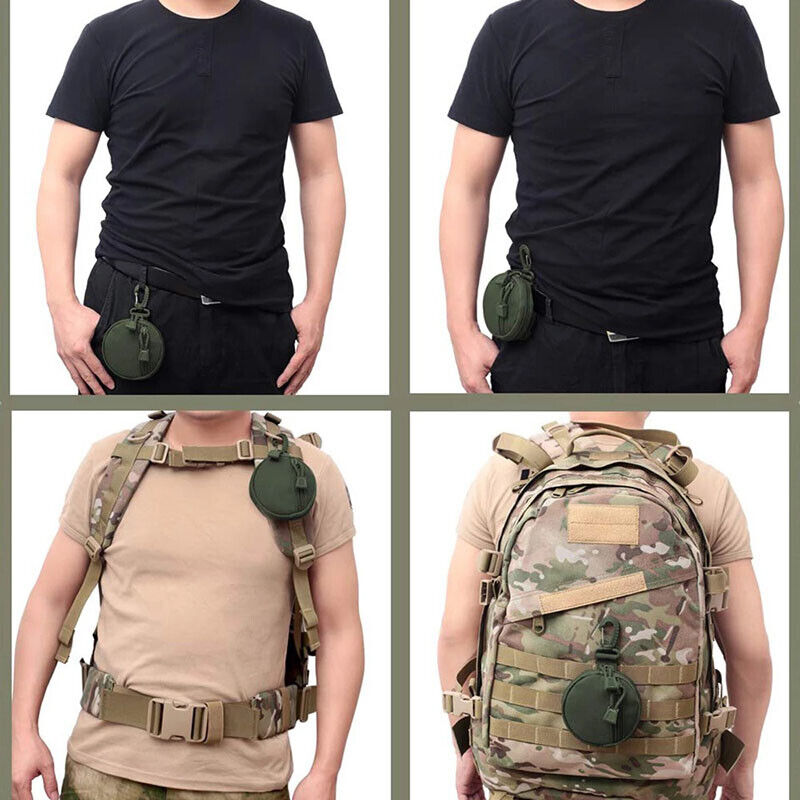 Outdoor Coins Purse Keychain Bag Pouch Tactical Round Wallet Portable Mini Bag