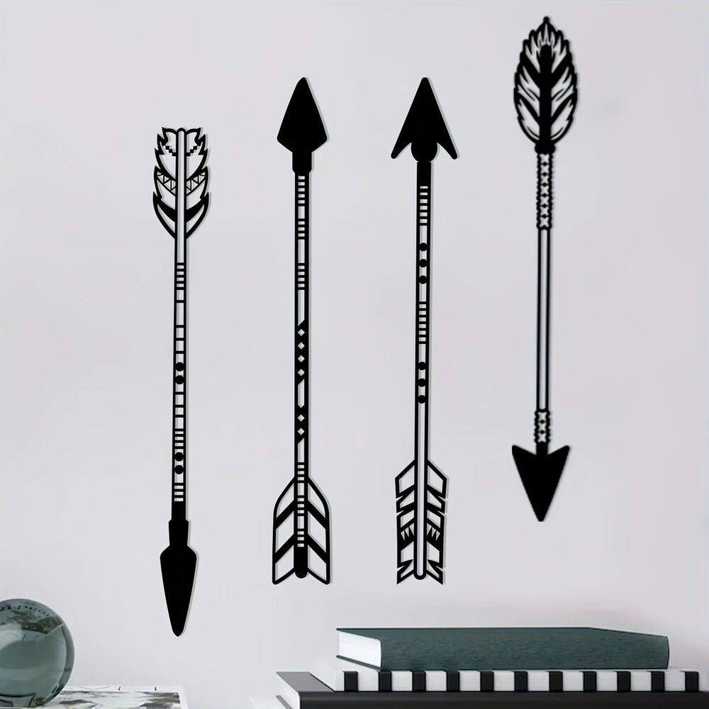 4 Pcs Black Metal Wall Art, Sword Wall Art Decoration For Log Cabin Garden