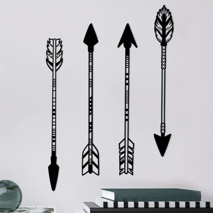 4 Pcs Black Metal Wall Art, Sword Wall Art Decoration For Log Cabin Garden