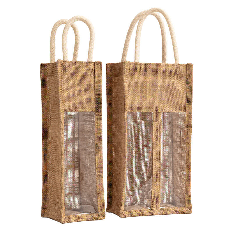 Burlap Wine Bag Packing Case Flax Clear Storage Handle Bag Red Wine Gift Bag