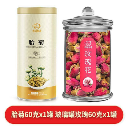 金银花 菊花 玫瑰花 柠檬片Honeysuckle Tea Golden Lemon Rose Flower Honeysuckle Tea Health