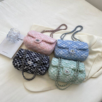 Fabric Flap Crossbody Bags Women Travel Chain Handbags Shoulder Bag