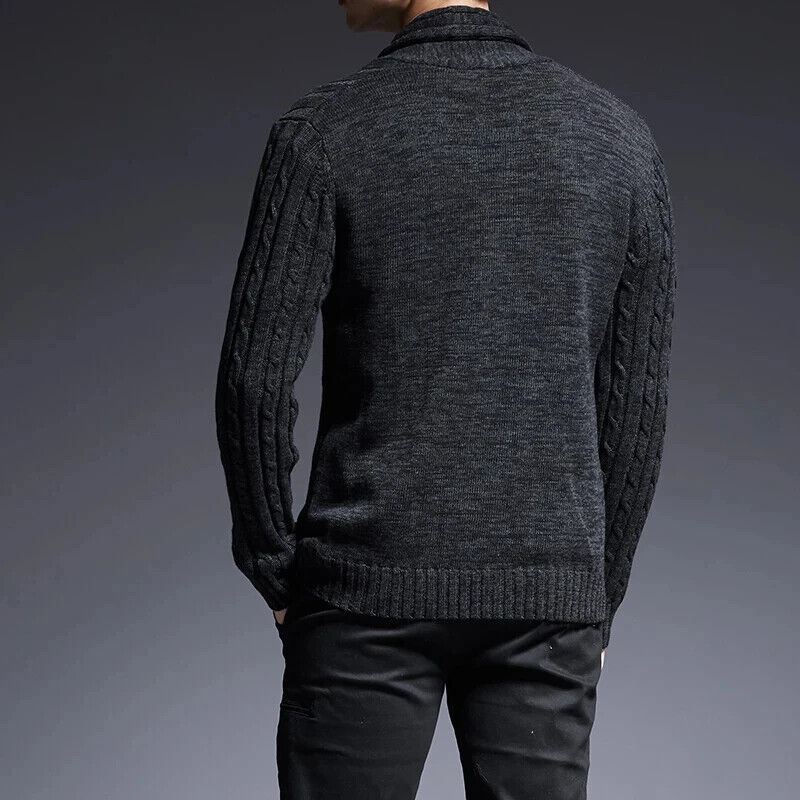 Men Knit Cardigan Sweater Coat Knitwear Thick Tops Streetwear